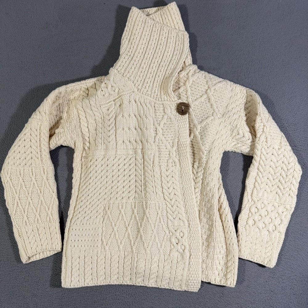 Aran Woolen Mills Merino Wool Sweater Womens Cable Knit Ireland‎ Ceide Cardigan